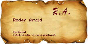 Roder Arvid névjegykártya